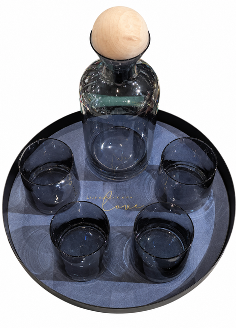 6 Piece Black Decanter Set