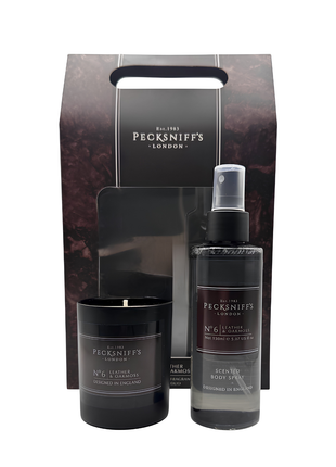 Pecksniff's London No.6 Leather & Oakmoss Scented Fine Fragrance Travel Duo