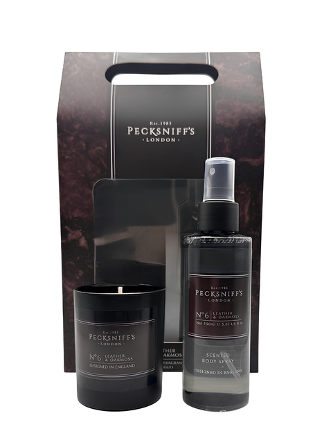 Pecksniff's London No.6 Leather & Oakmoss Scented Fine Fragrance Travel Duo