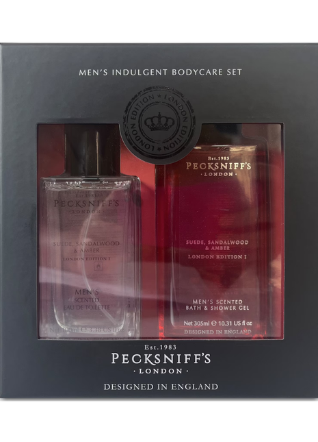 Pecksniff's London Men's Indulgent Body Care Set Suede Sandalwood & Amber