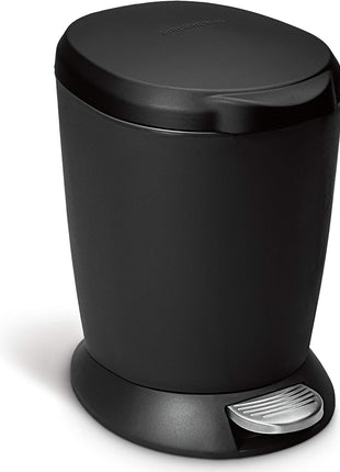 Simple Human Round Pedal Bin 6L Black Plastic