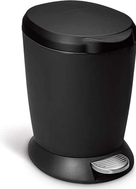 Simple Human Round Pedal Bin 6L Black Plastic