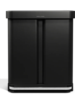 Simple Human Dual Compartment Matte Black Step Can-58L