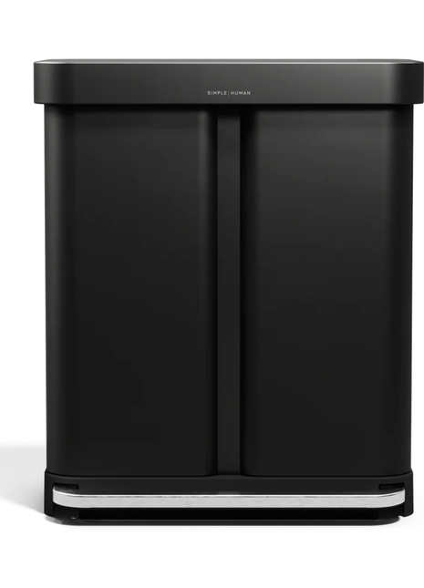 Simple Human Dual Compartment Matte Black Step Can-58L