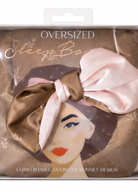 Oversized Sleep Bonnet-Pink & Brown