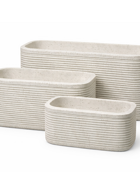 Spotted Striped Beige Rectangle Outdoor Planter