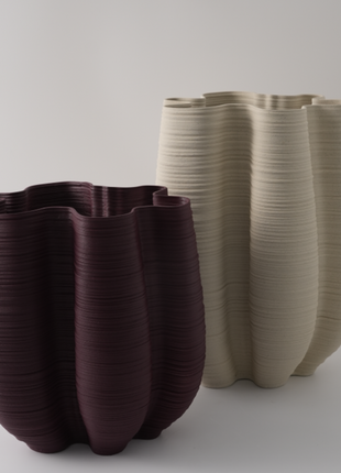 Lobby 3D Vase Big-Wine and Beige