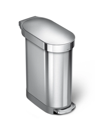 Simple Human Slim Pedal Bin With Liner Rim 45L Brushed