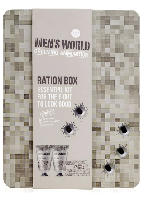 Men's World Grooming Ammunition Ration Box Essentials Kit For The Fight To Look Good