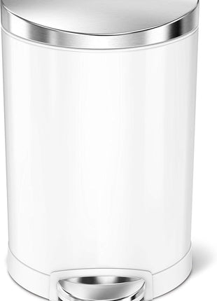 Simple Human Semi Round Bathroom Pedal Bin 6L White