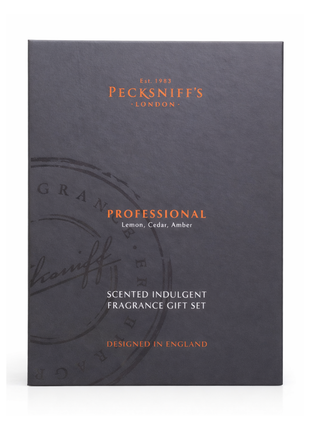 Pecksniff's London Professional Lemon Cedar Amber Scented Indulgent Fragrance Gift Set