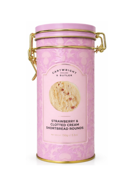 Cartwright & Butler Strawberry and Clotted Cream Shortbreads in Tin 150g