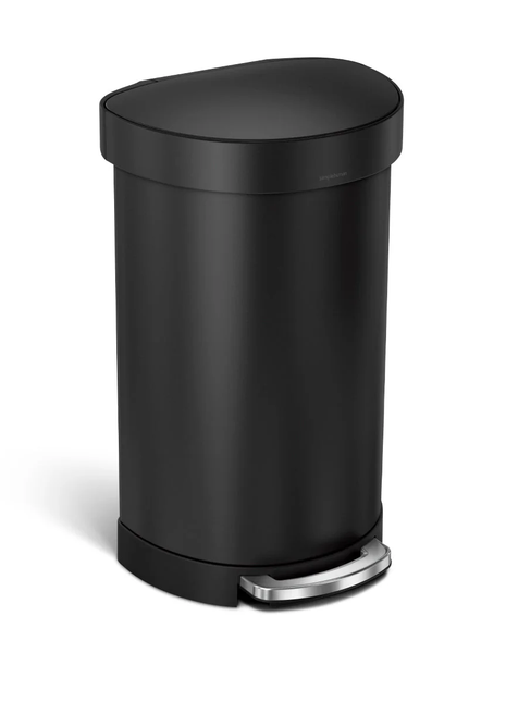 Simple Human Semi Round Step Can-Matte Black 45L
