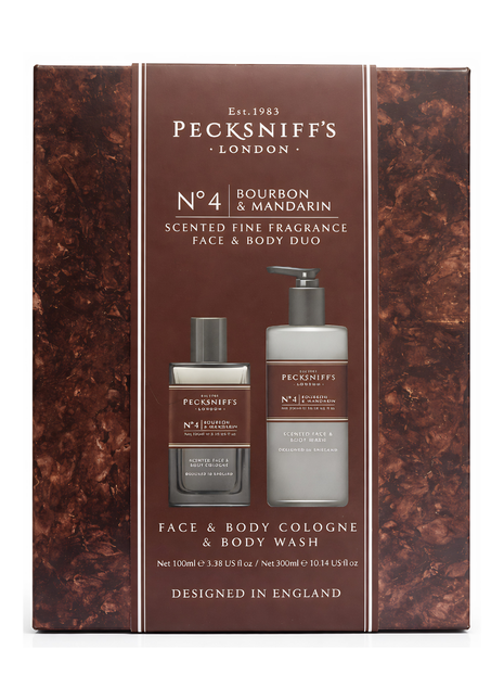 Pecksniff's London No.4 Bourbon & Mandarin Scented Fine Fragrance Face & Body Duo