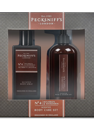 Pecksniff's London No.4 Bourbon & Mandarin Scented Body Care Set