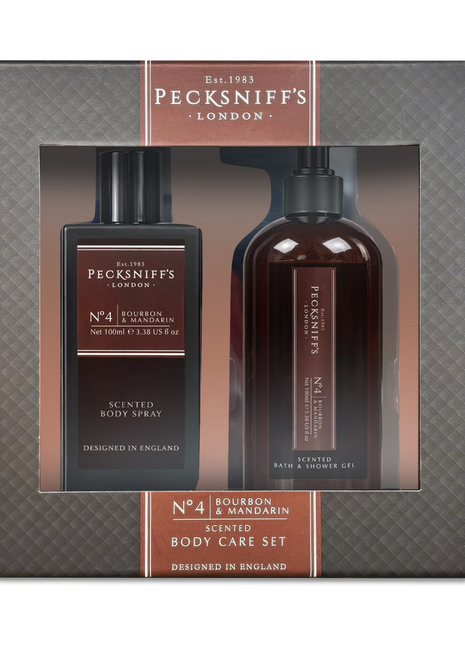 Pecksniff's London No.4 Bourbon & Mandarin Scented Body Care Set