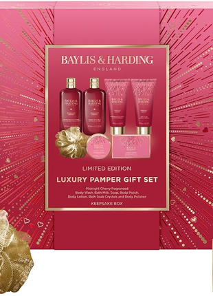 Baylis & Harding Midnight Cherry Collection Limited Edition- Luxury Pamper Gift Set Keepsake Box