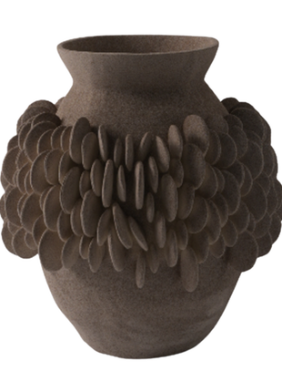Wide Brown Bead Slim Vase