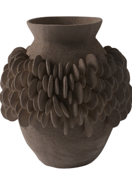Wide Brown Bead Slim Vase