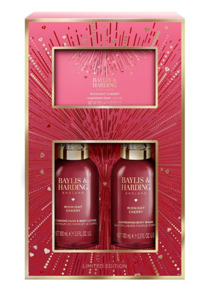Baylis & Harding Midnight Cherry Collection Limited Edition- Cleansing soap, Bodywash and Lotion Set