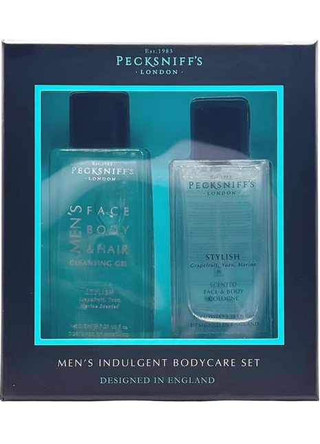 Pecksniff's London Men's Indulgent Body Care Set Men's Face Body & Hair Cleansing Gel Stylish