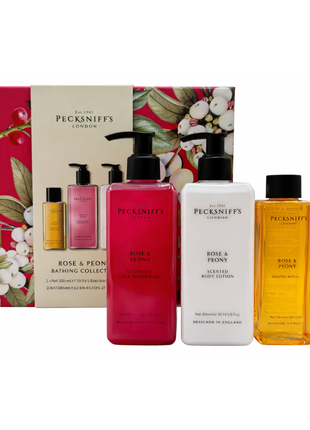 Pecksniff's London Rose & Peony Scented Luxury Bathing Collection