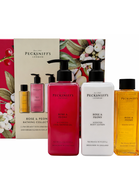 Pecksniff's London Rose & Peony Scented Luxury Bathing Collection