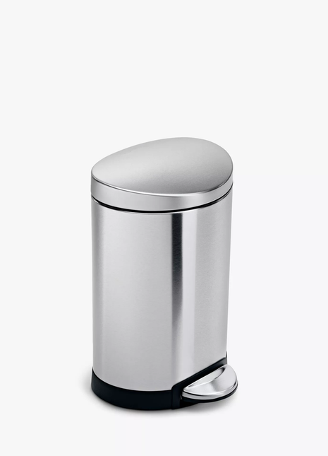 Simple Human Semi Round Bathroom Pedal Bin 6L Stainless Steel