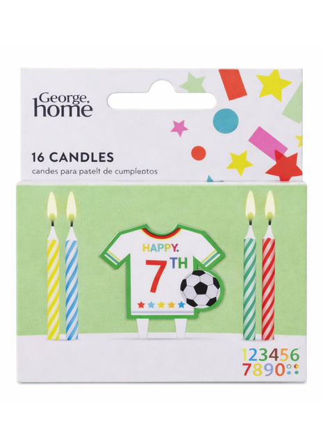 George Home 16 Birthday Candles with Personalized Football Plaque