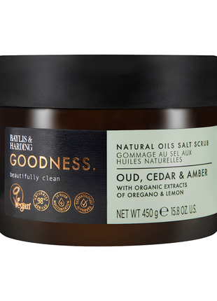 Baylis & Harding. Goodness Oud Cedar & Amber Natural Salt Scrub 450g