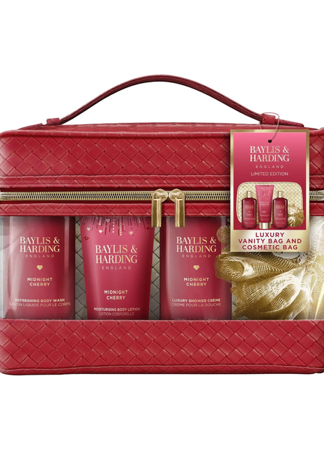 Baylis & Harding Midnight Cherry Collection Limited Edition- Luxury Vanity Bag and Cosmetic Bag