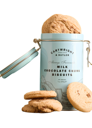 Cartwright & Butler Milk Chocolate Chunk Biscuits 200g in Tin