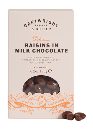 Cartwright & Butler Raisins in Milk Chocolate 175g in Carton