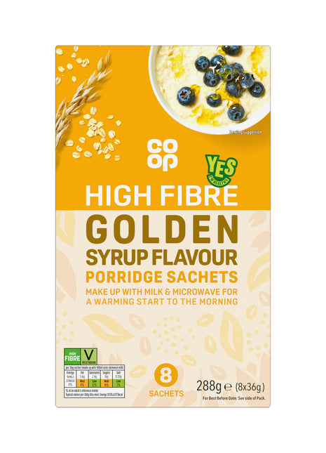 Co op Golden Syrup Porridge Sachet 288g