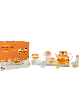 Emily heat-resistant 7-piece glass drinkware set