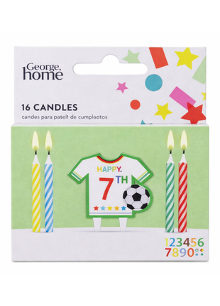 George Home 16 Birthday Candles with Personalized Football Plaque