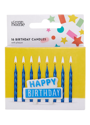George Home 16 Birthday Candles with Plaque-Yellow