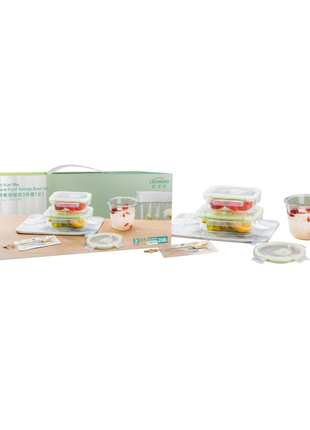 Harmony 3-piece Rectangular Airtight Glass Food Storage Bowl Set
