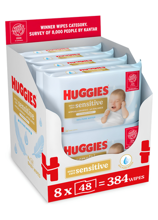 Huggies Pure Extra Sensitive Baby Wipes 8 X 48Sheets