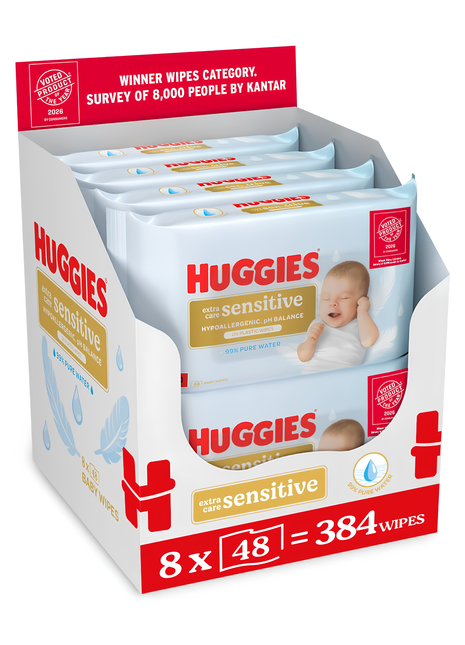 Huggies Pure Extra Sensitive Baby Wipes 8 X 48Sheets