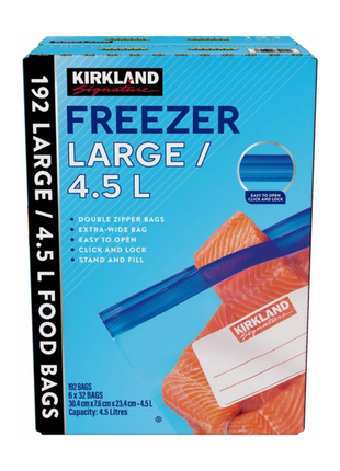 Kirkland Freezer Large 4.5L Food 192 Bags