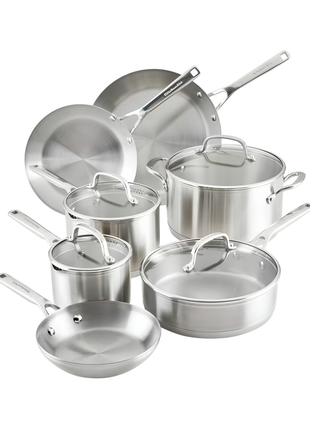 Kitchen Aid Stainless Steel 3-Ply 11Pcs Cookware Set