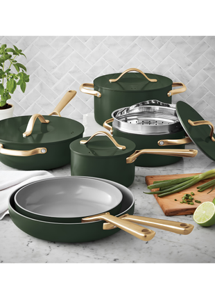 Member's Mark Hunter Green11Pcs Non-Stick Cookware Set