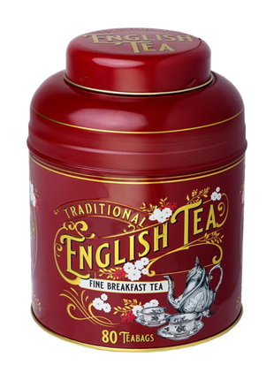New English Teas- 80 Teabags Vintage Victorian English Tea Caddy: Blood Red 160g