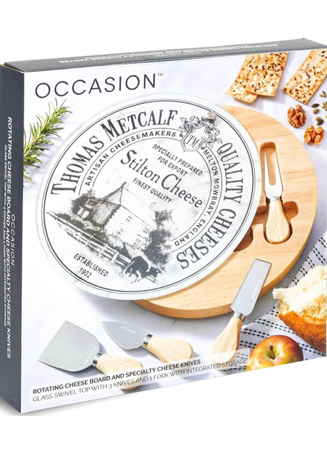 Occasion Rotating Cheese Board & Specialty Cheese Knives