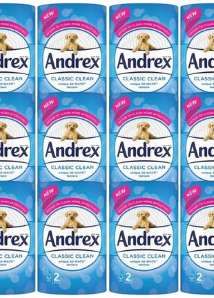 Andrex Classic Clean Tissue — 2 Rolls (Pack of 12)