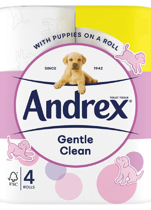 Andrex Gentle Clean Tissue — 4 Rolls (Pack of 6) — product pack shot