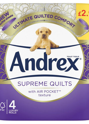 Andrex Supreme Quilts Luxury Rolls — 4 Rolls (Pack of 6)