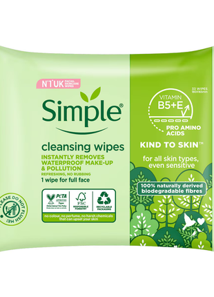 Simple Biodegradable Cleansing Wipes-33pcs 1pk — product pack shot