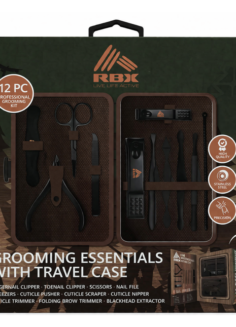 Rbx 12Pcs Grooming Essentials With Travel Case — product pack shot